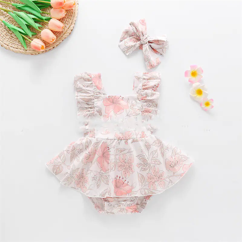 Girls' Fashion Floral One-Piece Romper