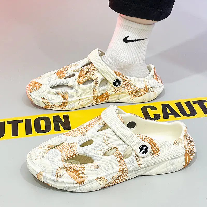 Men's Camouflage Beach Sandals with Toe Cap