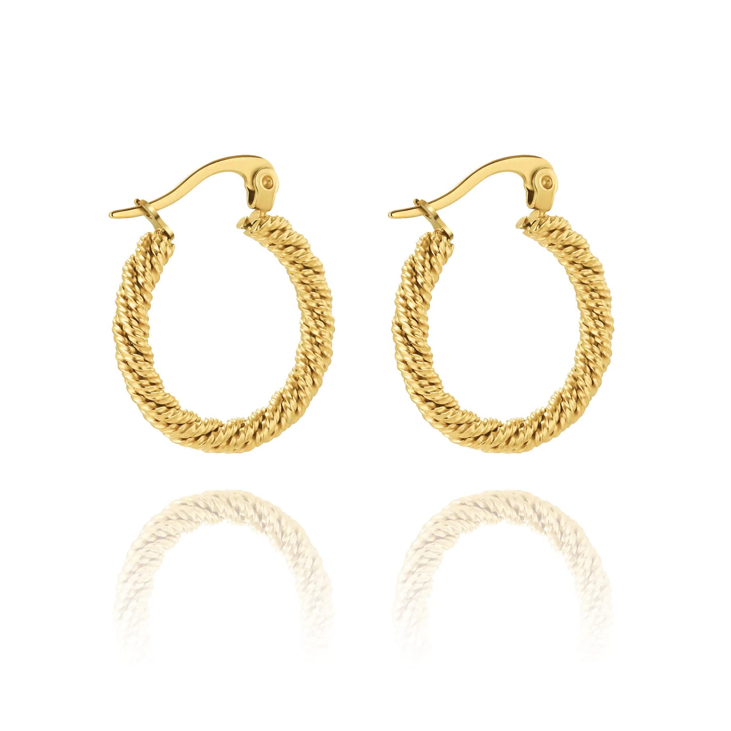 Titanium Steel Gold-Plated Hollow Crescent Earrings