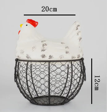 Ceramic Egg Basket with Chicken Design and Fruit Holder
