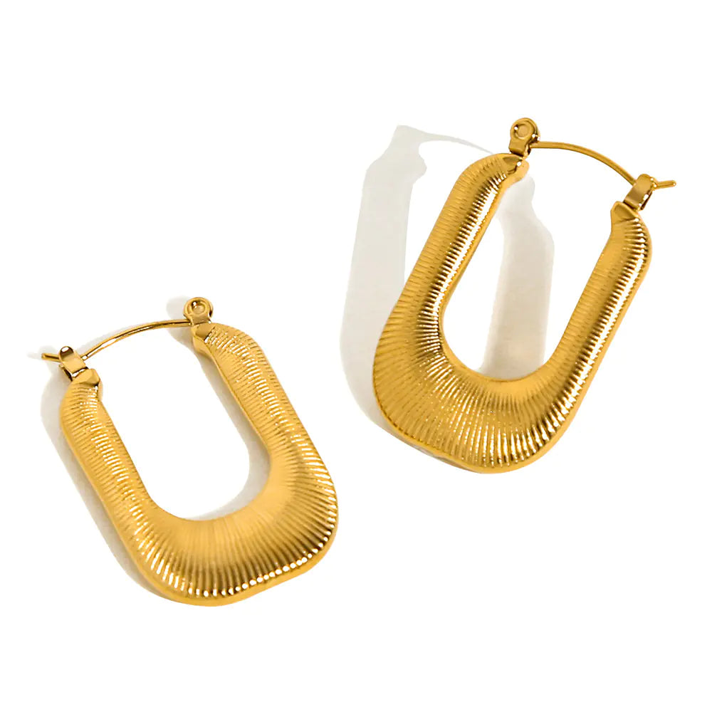 Titanium Steel Gold-Plated Hollow Crescent Earrings