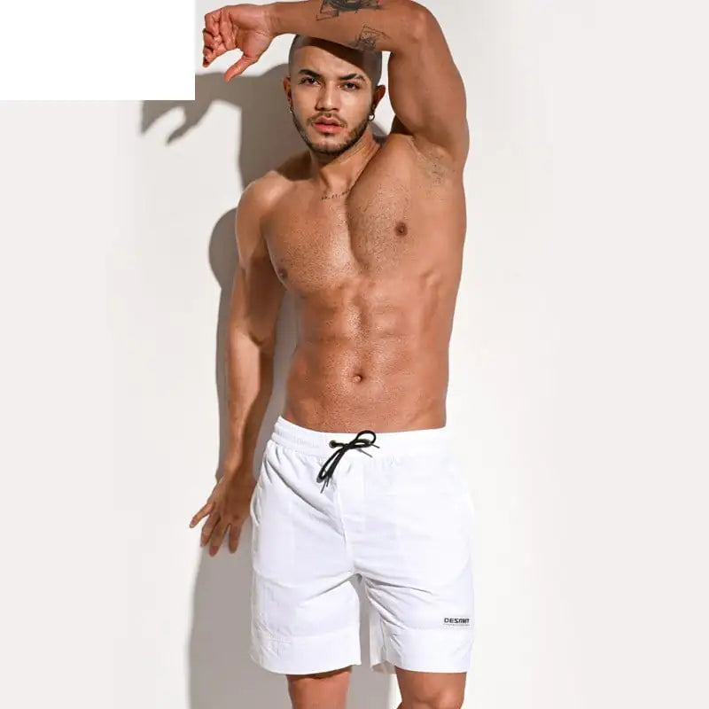 Men's Loose Solid Color Five-Point Swim Trunks