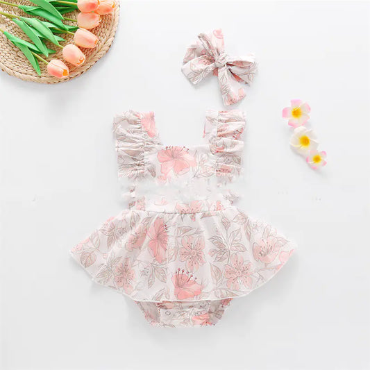 Girls' Fashion Floral One-Piece Romper