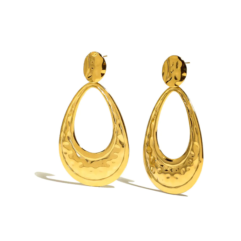Titanium Steel Gold-Plated Hollow Crescent Earrings