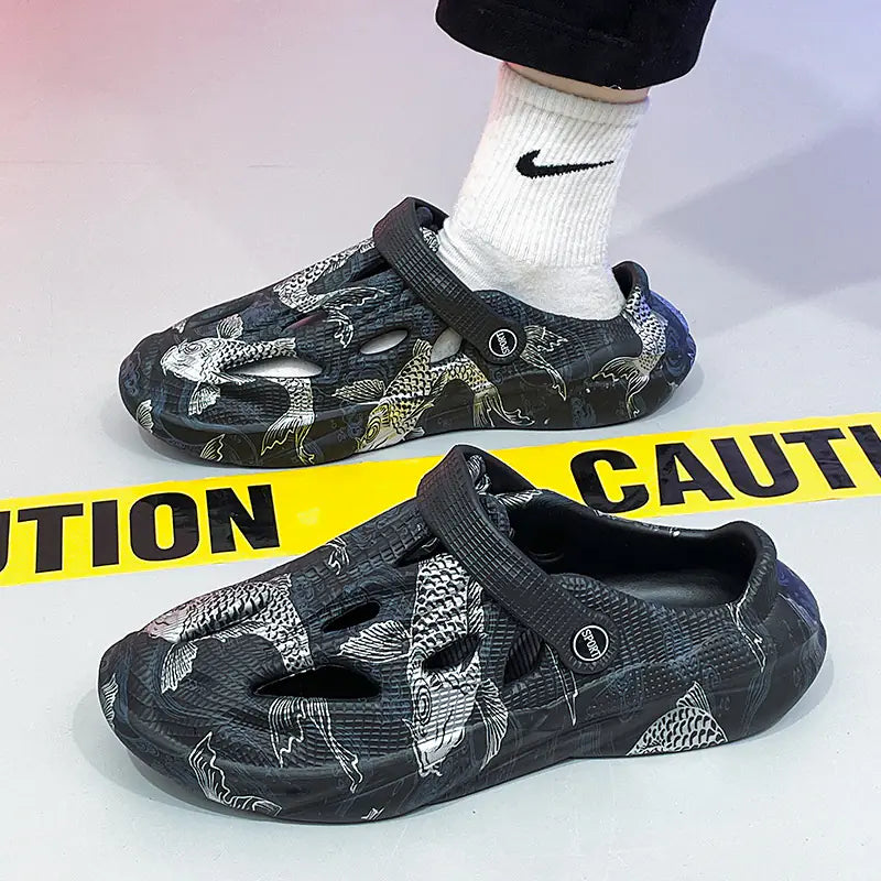 Men's Camouflage Beach Sandals with Toe Cap