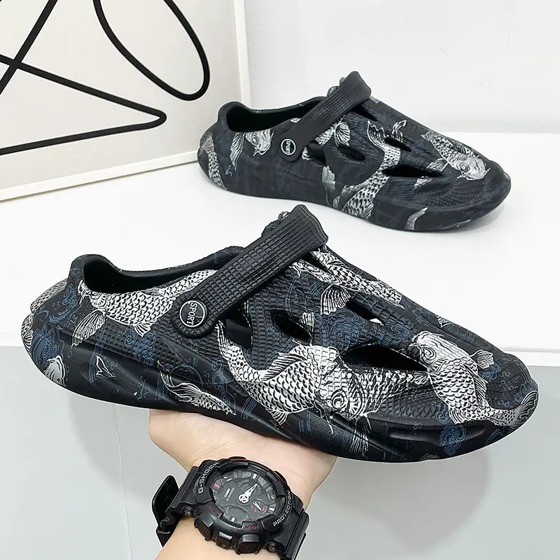 Men's Camouflage Beach Sandals with Toe Cap