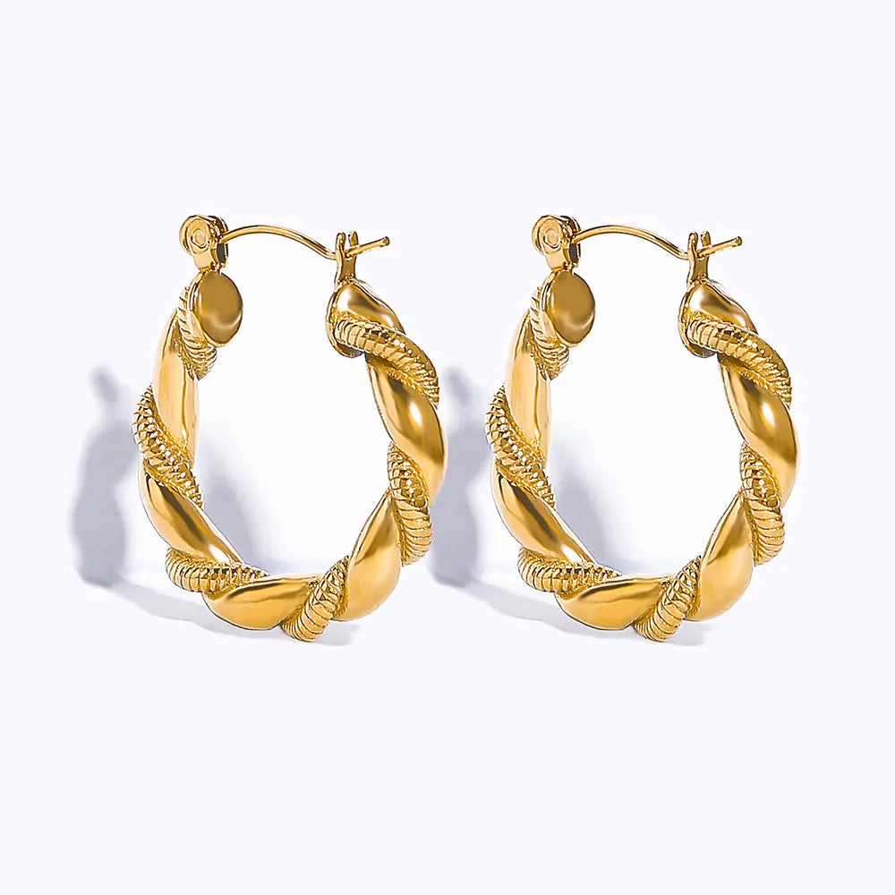 Titanium Steel Gold-Plated Hollow Crescent Earrings