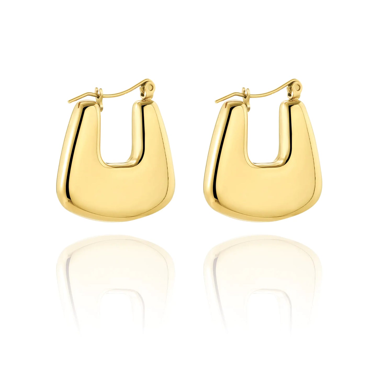 Titanium Steel Gold-Plated Hollow Crescent Earrings