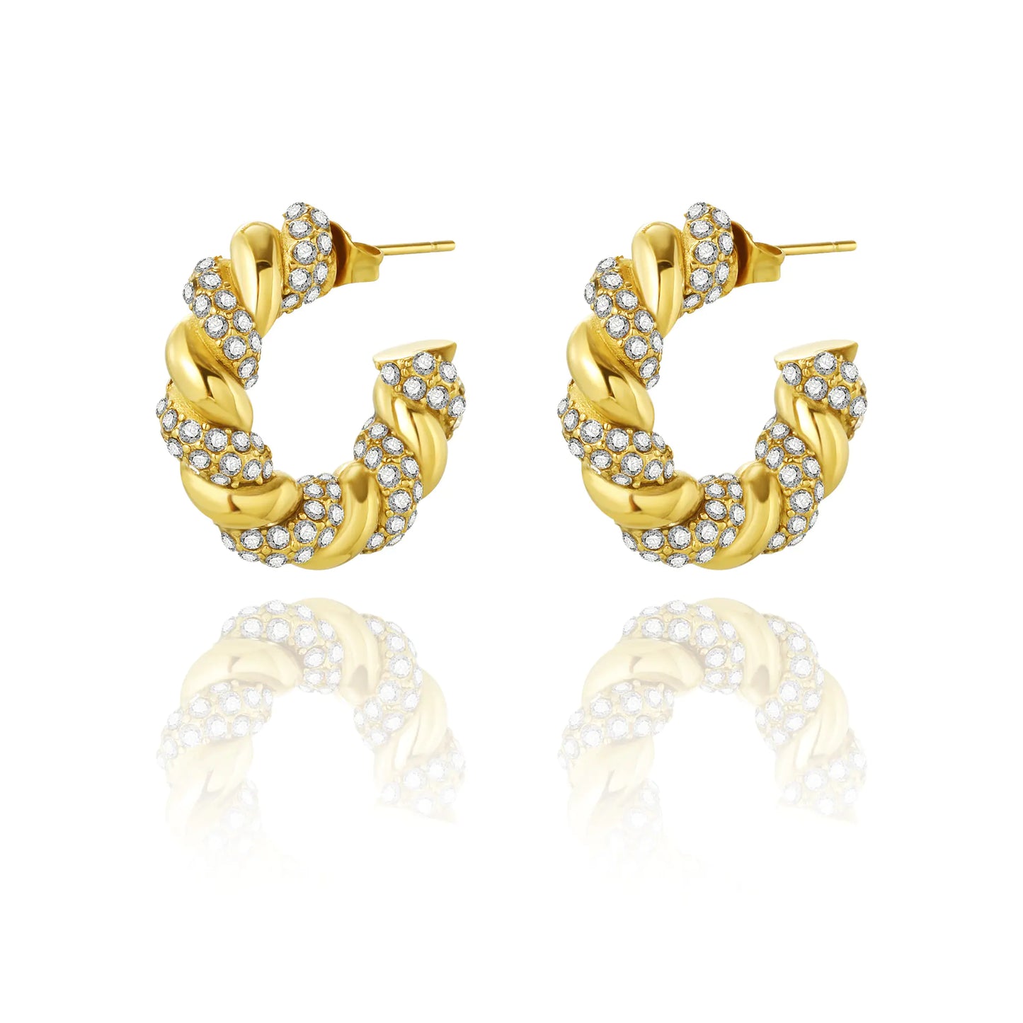 Titanium Steel Gold-Plated Hollow Crescent Earrings