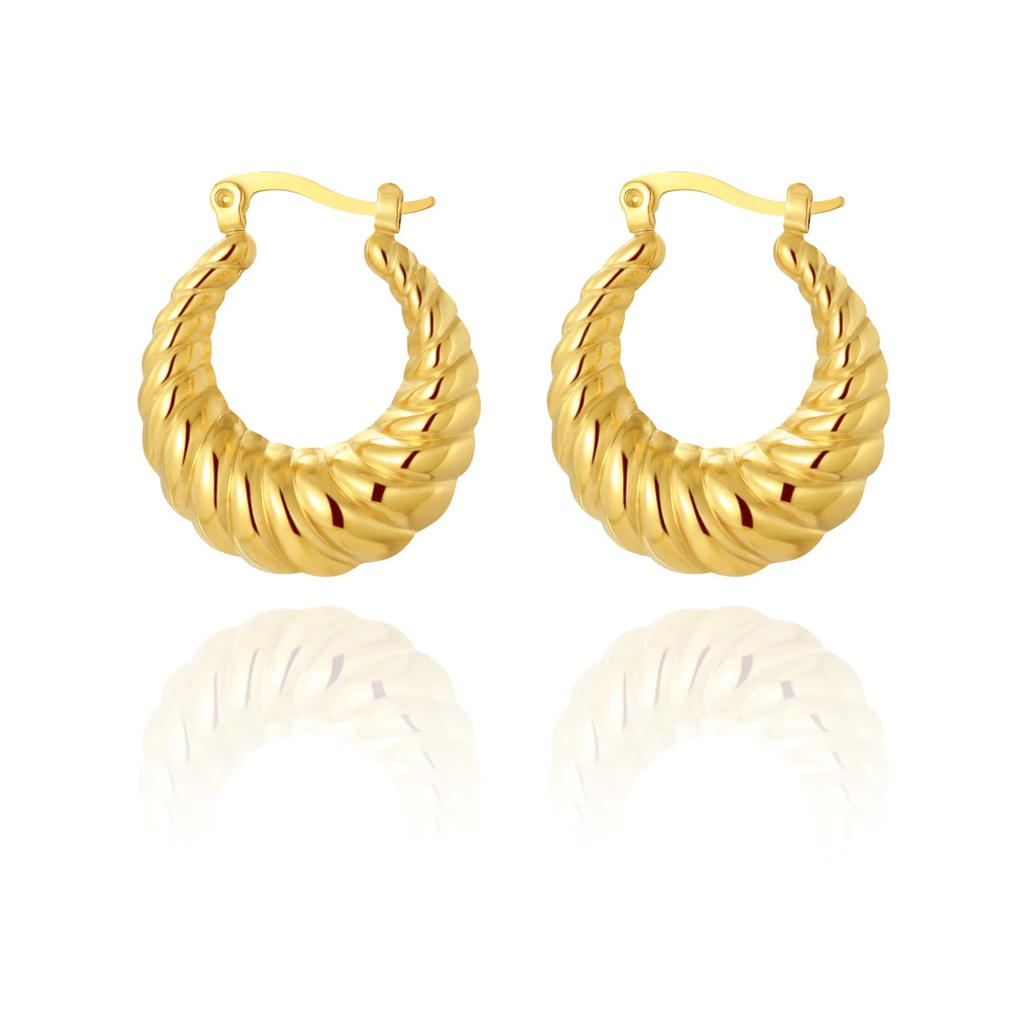 Titanium Steel Gold-Plated Hollow Crescent Earrings