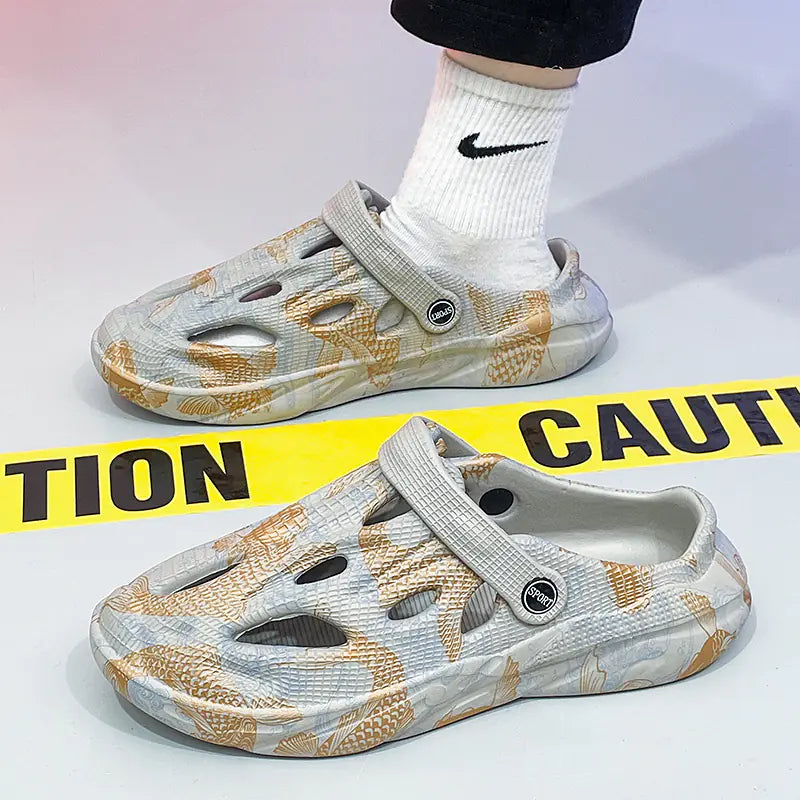 Men's Camouflage Beach Sandals with Toe Cap