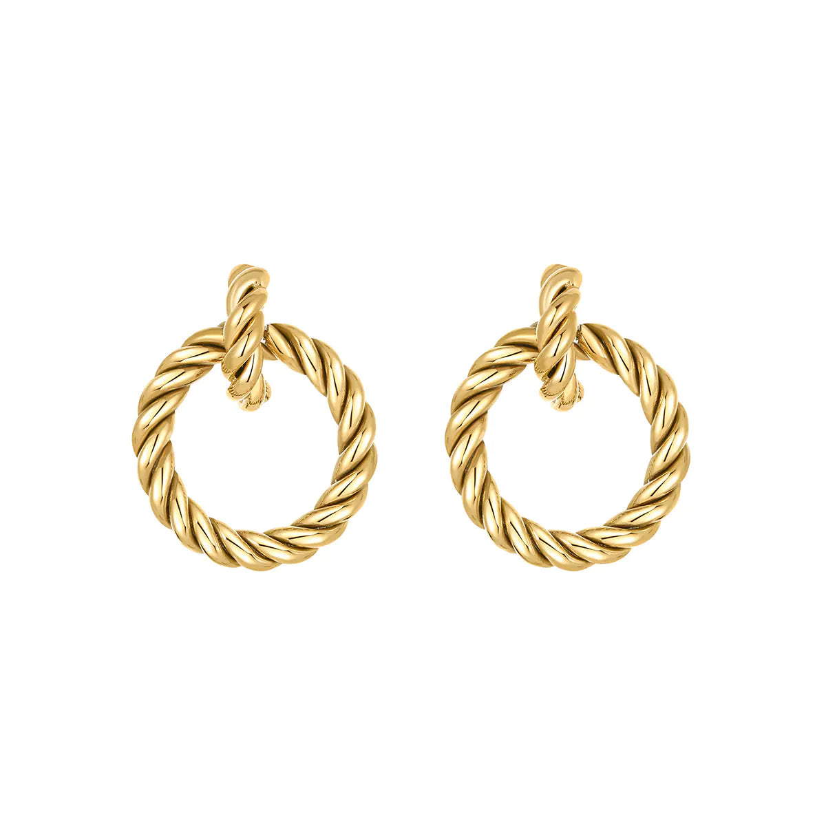 Titanium Steel Gold-Plated Hollow Crescent Earrings
